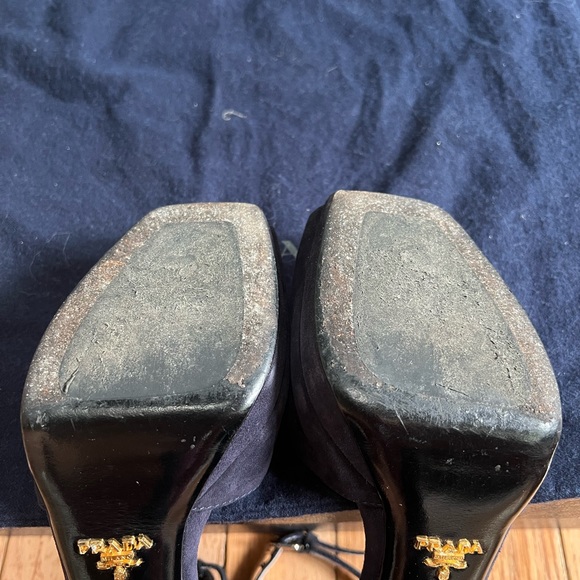 Prada Suede Platform Flower Petal Peep Toe Pumps - Picture 9 of 9